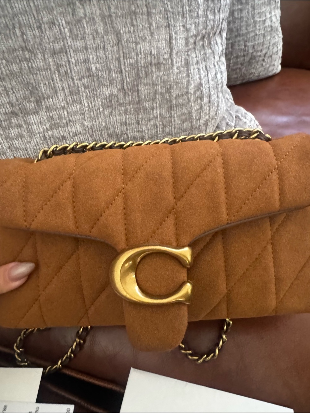 Coach Quilted Tabby Suede Shoulder Bag in Rust - Picture 2 of 11